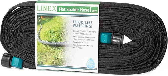 LINEX Flat Soaker Hose 50 ft for Garden Beds Drip Sprinkler Irrigation Hose Heavy Duty Saving 80%... | Amazon (US)