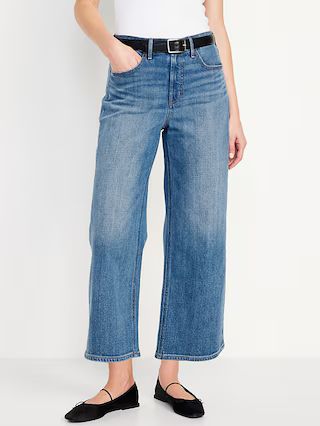 Extra High-Waisted Wide-Leg Crop Jeans | Old Navy (US)