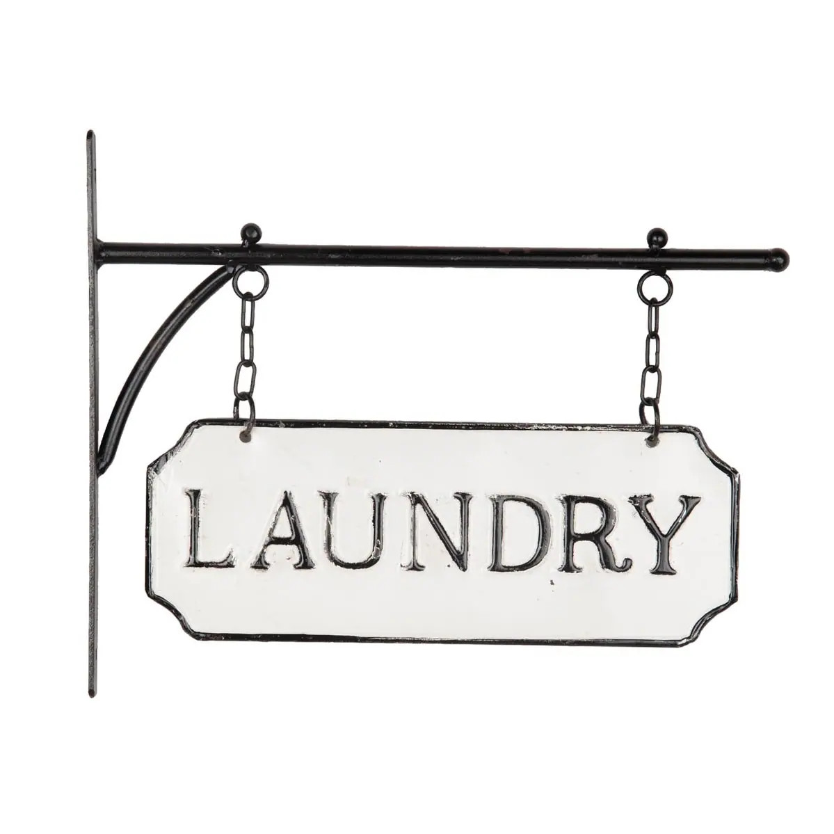 Foreside Home & Garden White and Black Enamel Laundry Wall Sign on Metal Hanger - 1x13.25x10.8 | Bed Bath & Beyond
