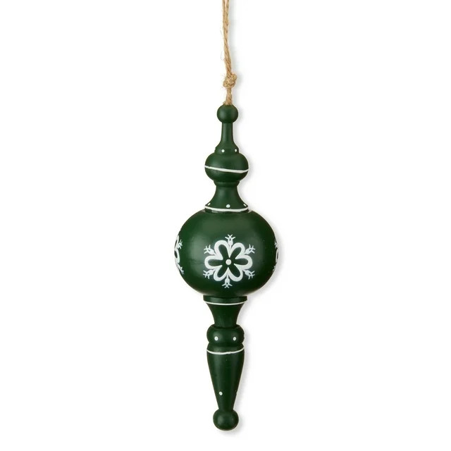 Green Finial with Snowflake Christmas Ornament, 6.7 in, by Holiday Time | Walmart (US)