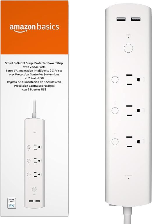 Amazon Basics Rectangle Smart Plug Power Strip, Surge Protector with 3 Individually Controlled Ou... | Amazon (US)