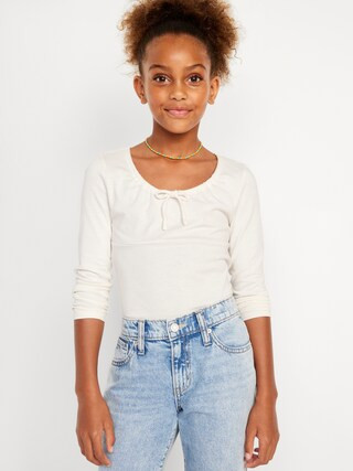 Long-Sleeve Tie-Neck Top for Girls | Old Navy (US)