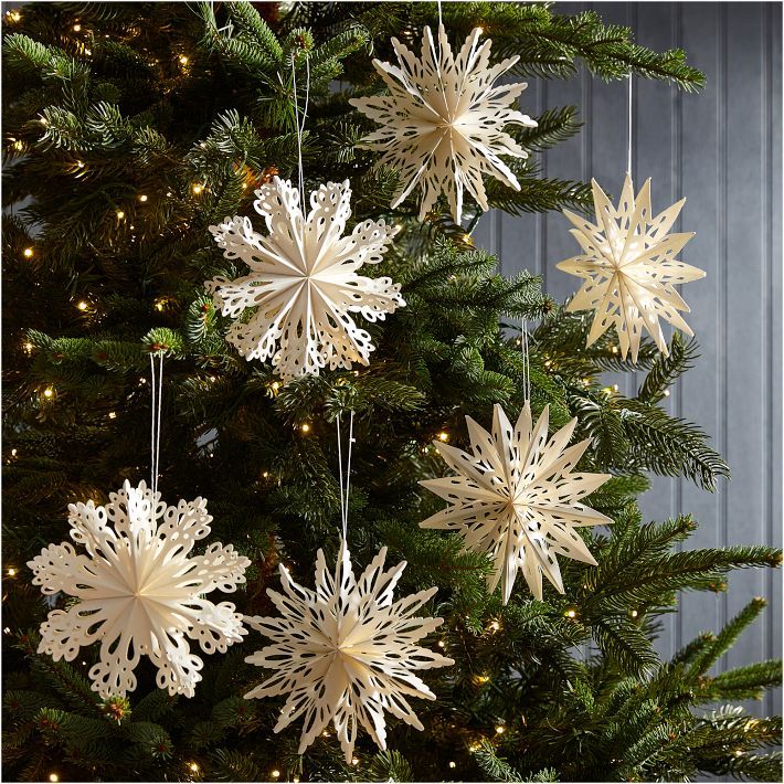 Medium Paper Snowflake Ornaments (Set of 6) | West Elm (US)