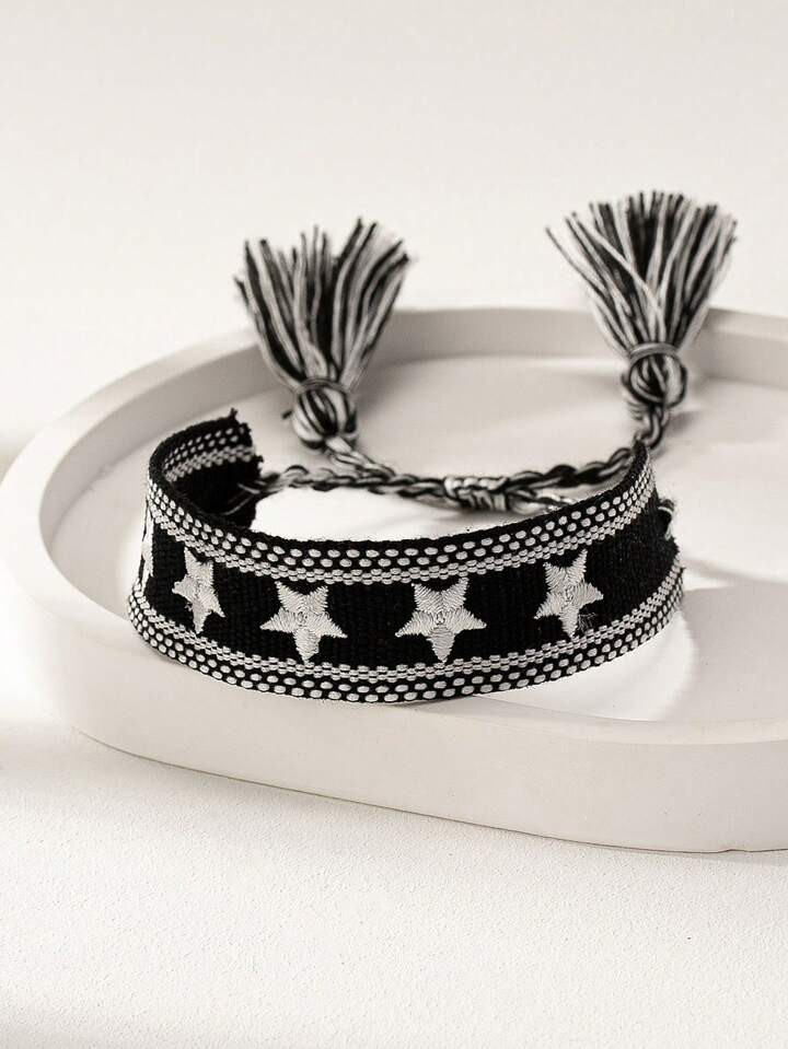 1 Pc Boho Embroidered Star Decor Game Day Friendship Couple Bracelet | SHEIN