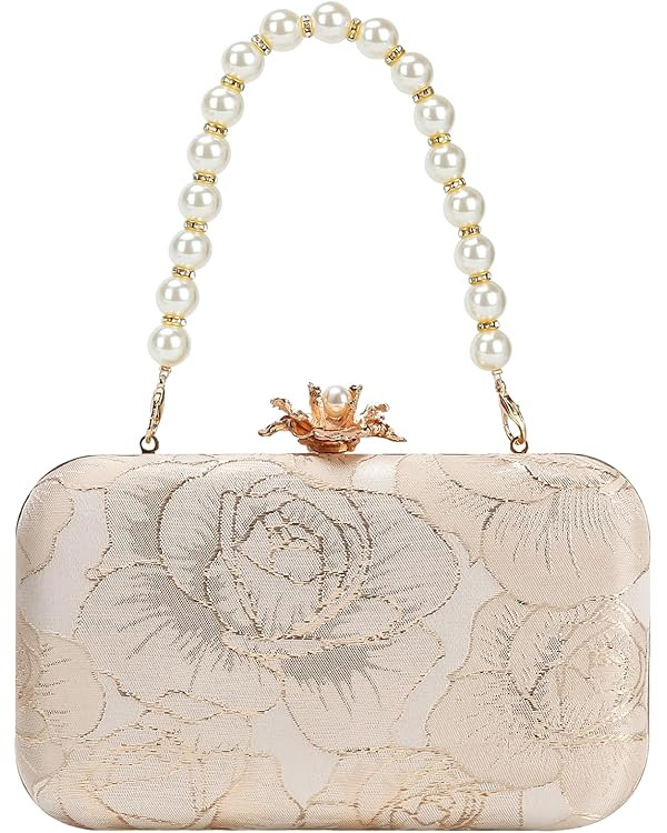 Womens Vintage Floral Embroidery Clutch Evening Handbag Shoulder Bags Purse for Wedding Party Pro... | Amazon (US)
