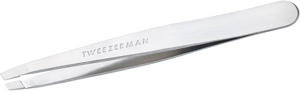 Tweezerman Stainless Steel Slant Tweezer - Eyebrow Tweezers for Women and Men (Platinum Silver) | Amazon (US)