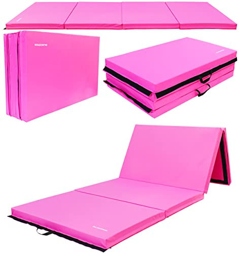 Signature Fitness Fitvids Folding Exercise Aerobics Mat – 4'x10'x3" Extra Thick High Density Anti Tear Gymnastics Gym Folding Exercise Aerobics Mats for MMA – nan – Pink | Amazon (US)