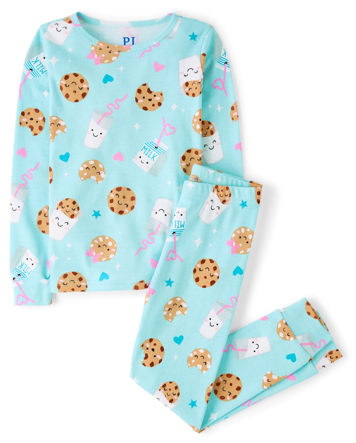 Girls Milk And Cookies Snug Fit Cotton Pajamas - blue | The Children's Place