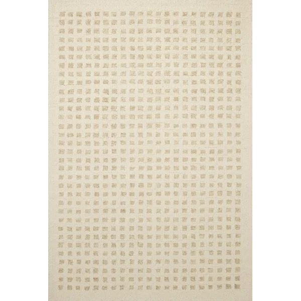 Polly Checkered Handmade Tufted Area Rug in Ivory/Natural | Wayfair North America