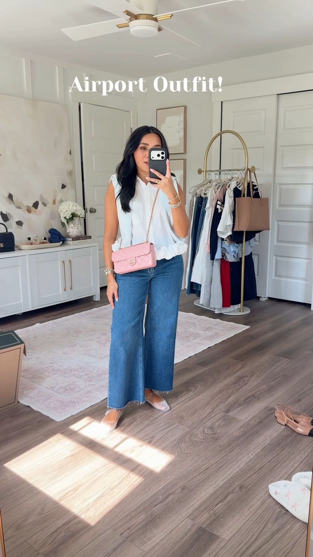 Top size xxs TTS - use code ANTHRO20 for 20% off $100+ through 6/28
Jeans size 26 regular TTS  - use code ANTHRO20 for 20% off $100+ through 6/28
Jelly flats size 5 TTS

Airport outfit
Travel outfit

#LTKSaleAlert #LTKPetite #LTKTravel