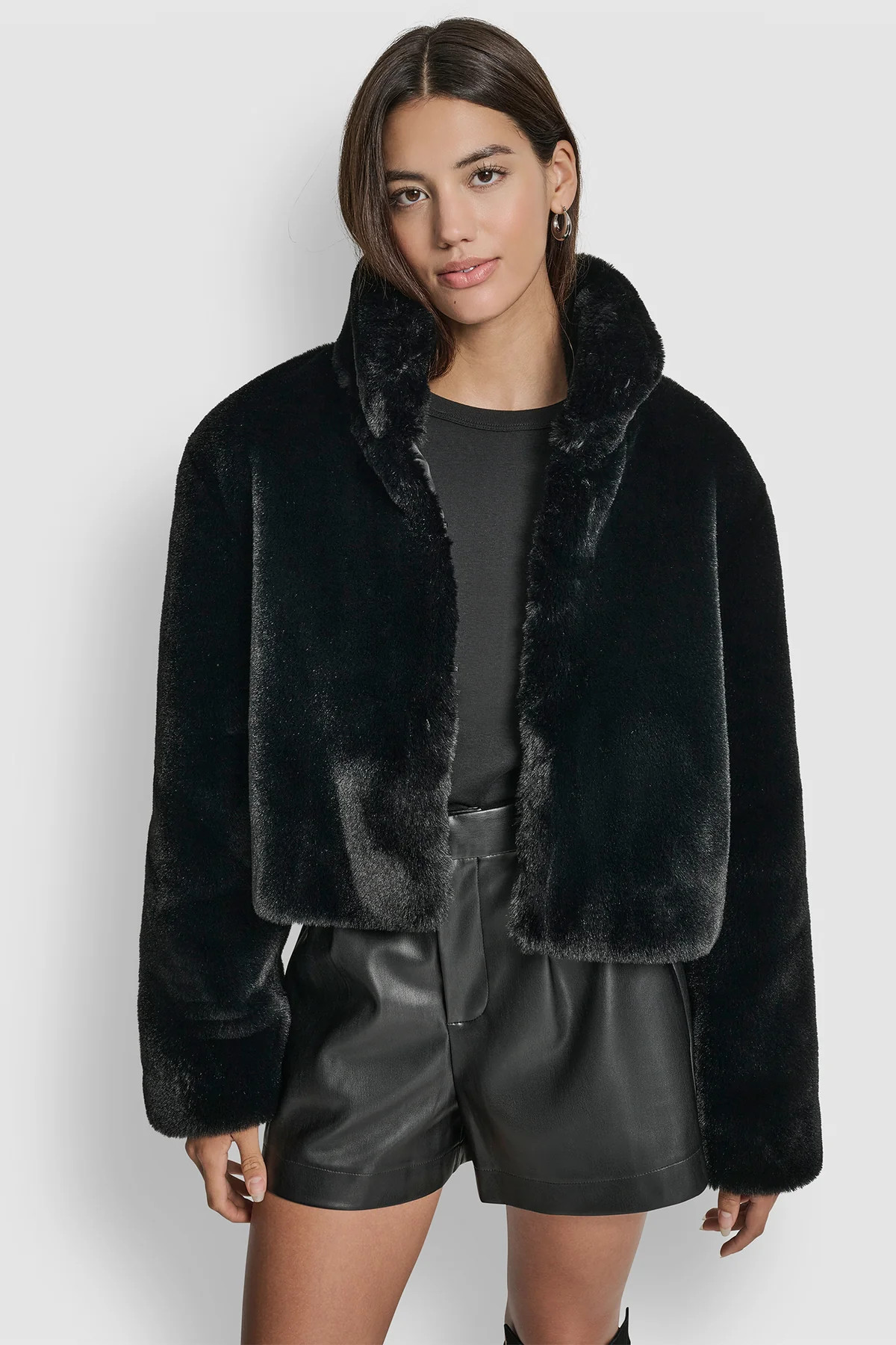 CROPPED FAUX FUR JACKET | DKNY