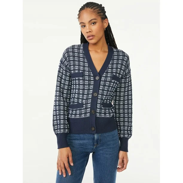 Free Assembly Women's Welt Pocket Sweater Cardigan | Walmart (US)