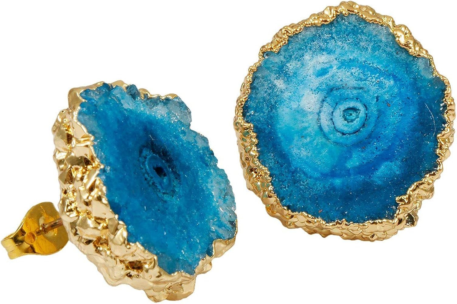 SUNYIK Women's Natural Agate Quartz Geode Druzy Stud Earrings for Women | Amazon (US)