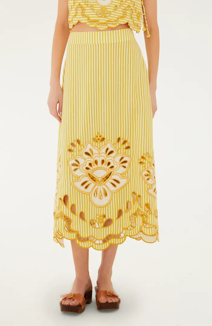 Stripe Eyelet Midi Skirt | Nordstrom