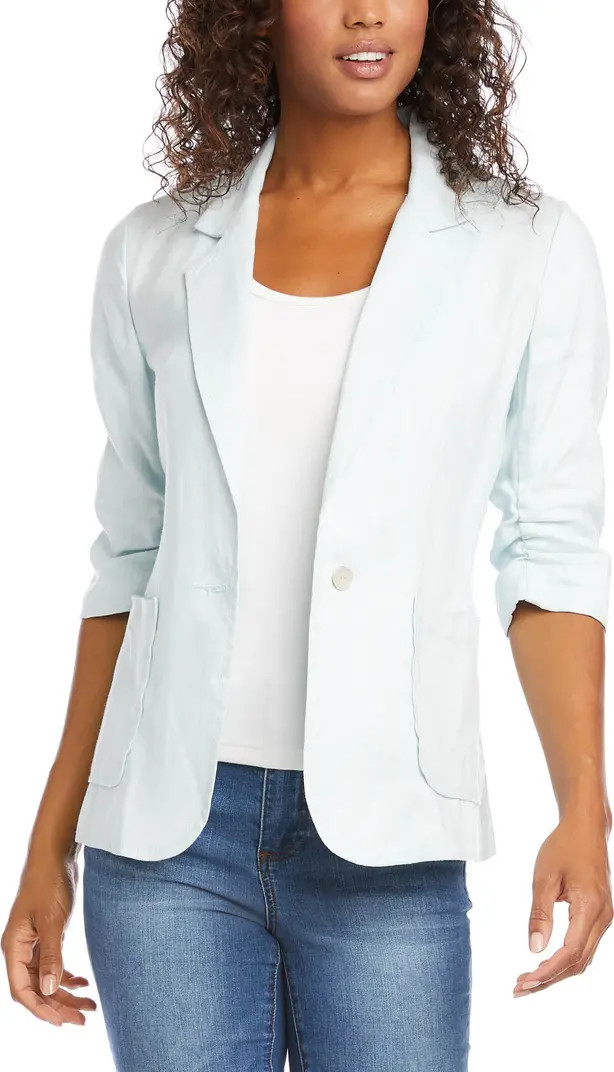Karen Kane Ruched Sleeve Linen Jacket | Nordstrom | Nordstrom