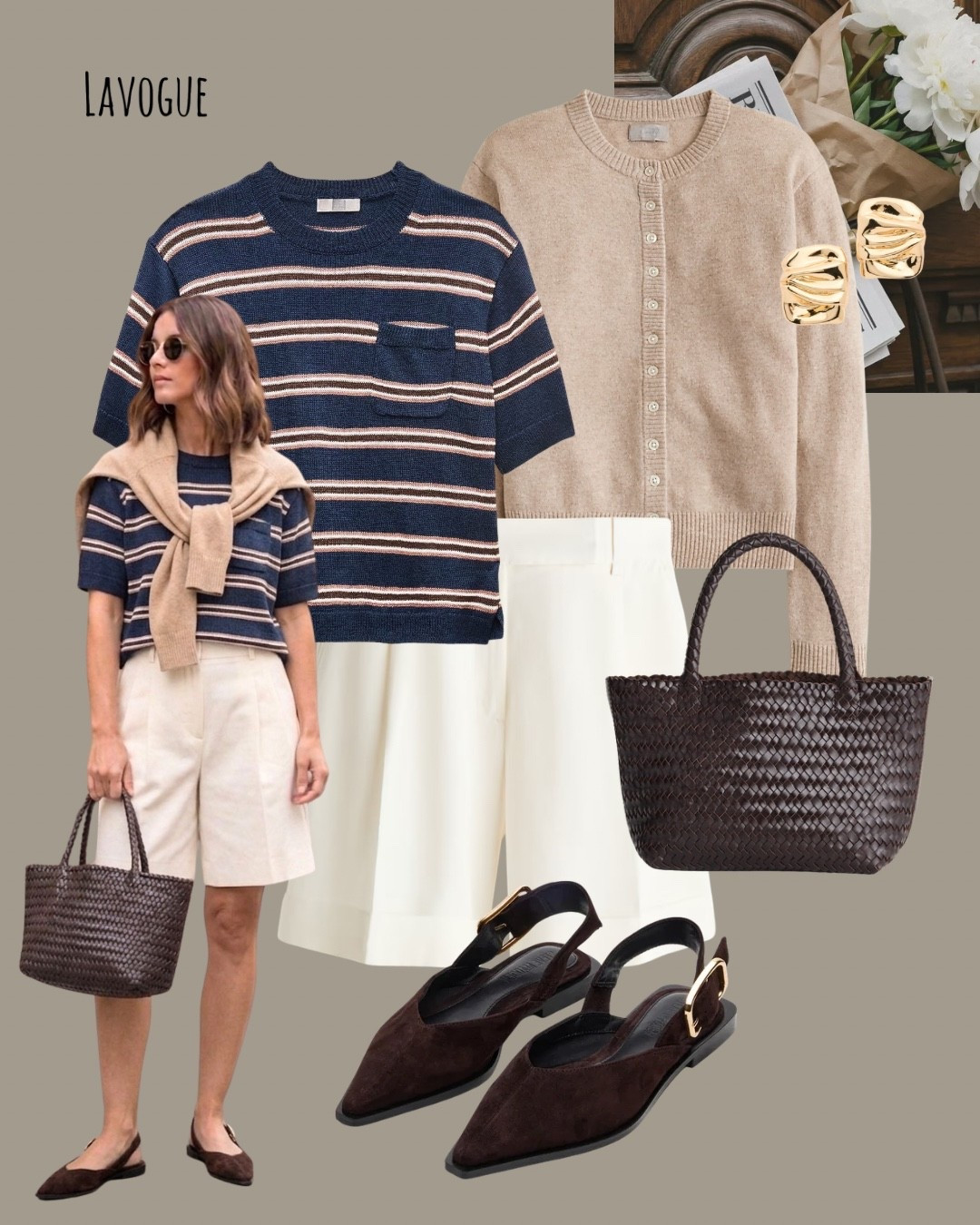 Blue stripe short sleeve sweater paired with white shorts and layered under a cozy beige cardigan, finished with brown sandals and a woven brown bag for an effortless everyday look ✨
Shop Below 👇🏼

#LTKxMadewell #LTKootd #LTKSeasonal