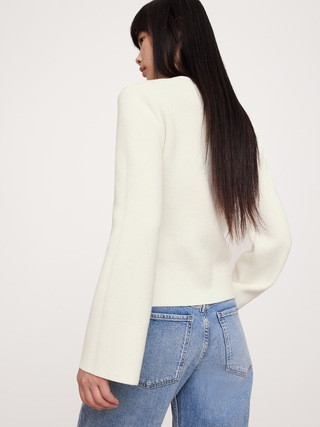 Cotton-Silk Flare-Sleeve Cardigan | Banana Republic (US)