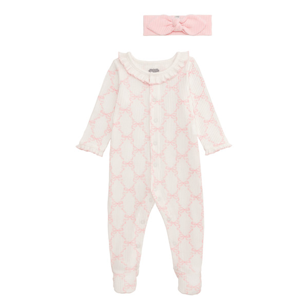 Bow Print Baby Sleeper | Mud Pie