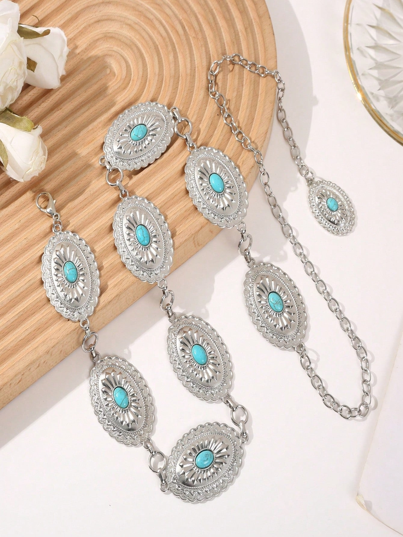 Women's Gemstone Inlaid Thin Metal Waist Belt, Decorative Chain For Dress Boho Halloween | SHEIN ... | SHEIN