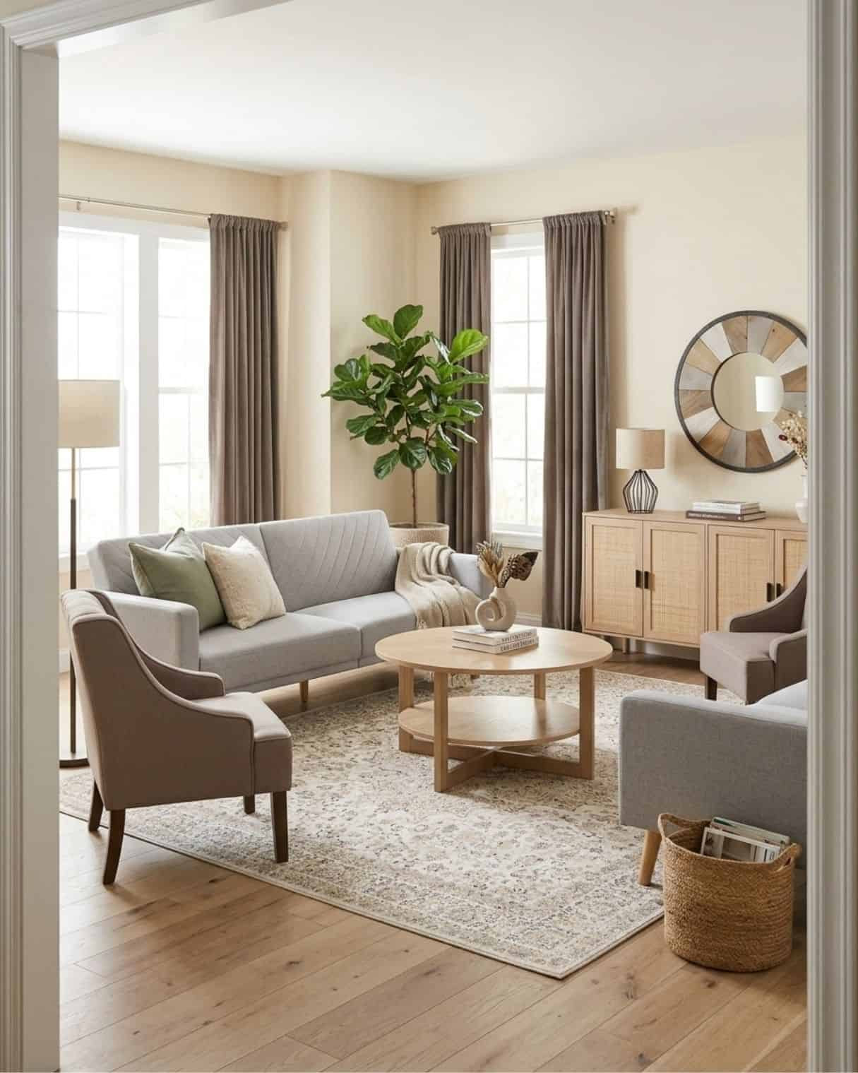 Cozy gray and brown small living room design idea!

The mood board features furniture & decor from Amazon. The mockup is an approximation of how this mood board design could look in a home

#LTKHome