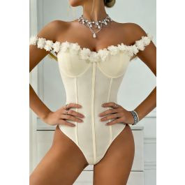 Charming 3D Mesh Floral Bodysuit for Date Nights & Bridal Moments | Chicwish