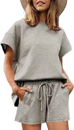 UNCLECAT Womens 2 Piece Lounge Sets Short Sleeve Tops and Shorts Travel Outfits Pajama Set with P... | Amazon (US)