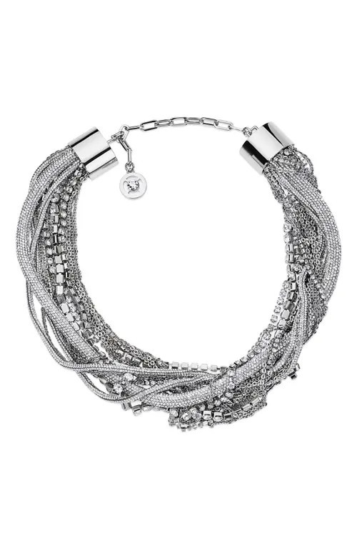 Area Messy Chain Choker Necklace in Clear Crystal/Silver at Nordstrom | Nordstrom