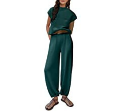 Faleave Womens Knit Two Piece Outfits Sets Sweater Pullover Tops High Waisted Lounge Pants | Amazon (US)