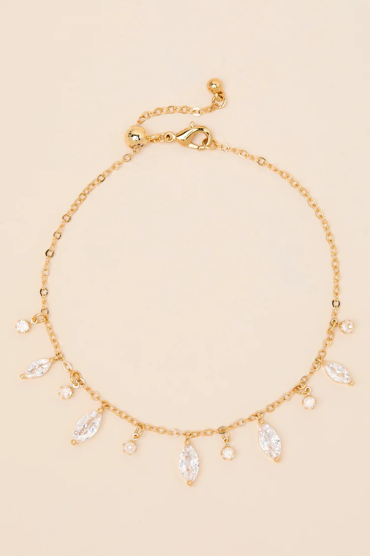 Gladys Gold Rhinestone Charm Bracelet | Lulus