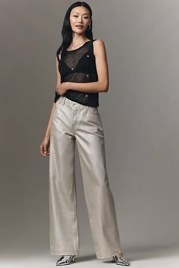 Tate High-Rise Bowed Wide-Leg Jeans | Anthropologie (US)