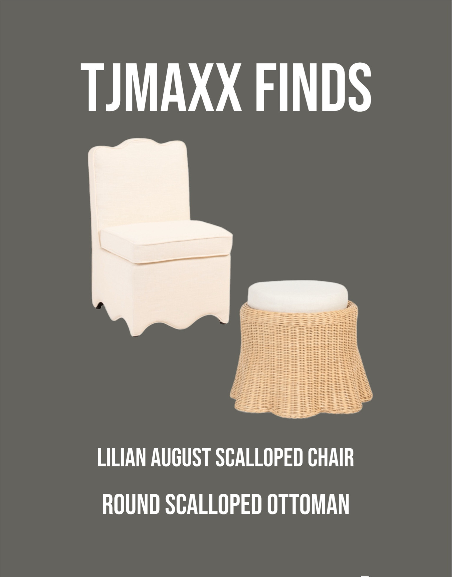 Lilian August round scalloped ottoman
Lilian August scalloped dining chair
Trending home furniture
Dining room furniture 
Rattan scalloped ottoman 

Lilian August dining room chair
Dining room chair
Blue scalloped chair
Tjmaxx finds
Kitchen design
Skirted chair
Dining Room 

#LTKMostLoved #LTKSaleAlert #LTKHome