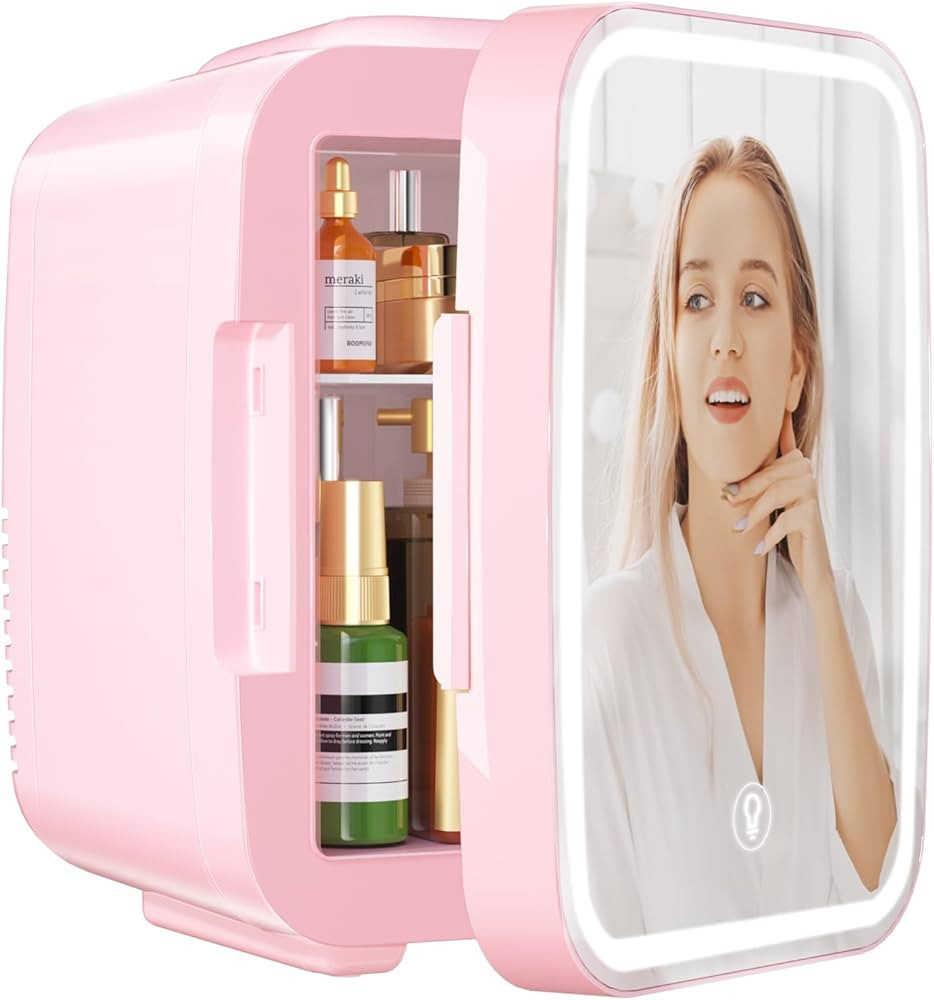 YASHE Mini Skincare Fridge with Dimmable LED Mirror, 4Liter/6 Cans Cooler and Warmer for Makeup, ... | Amazon (CA)