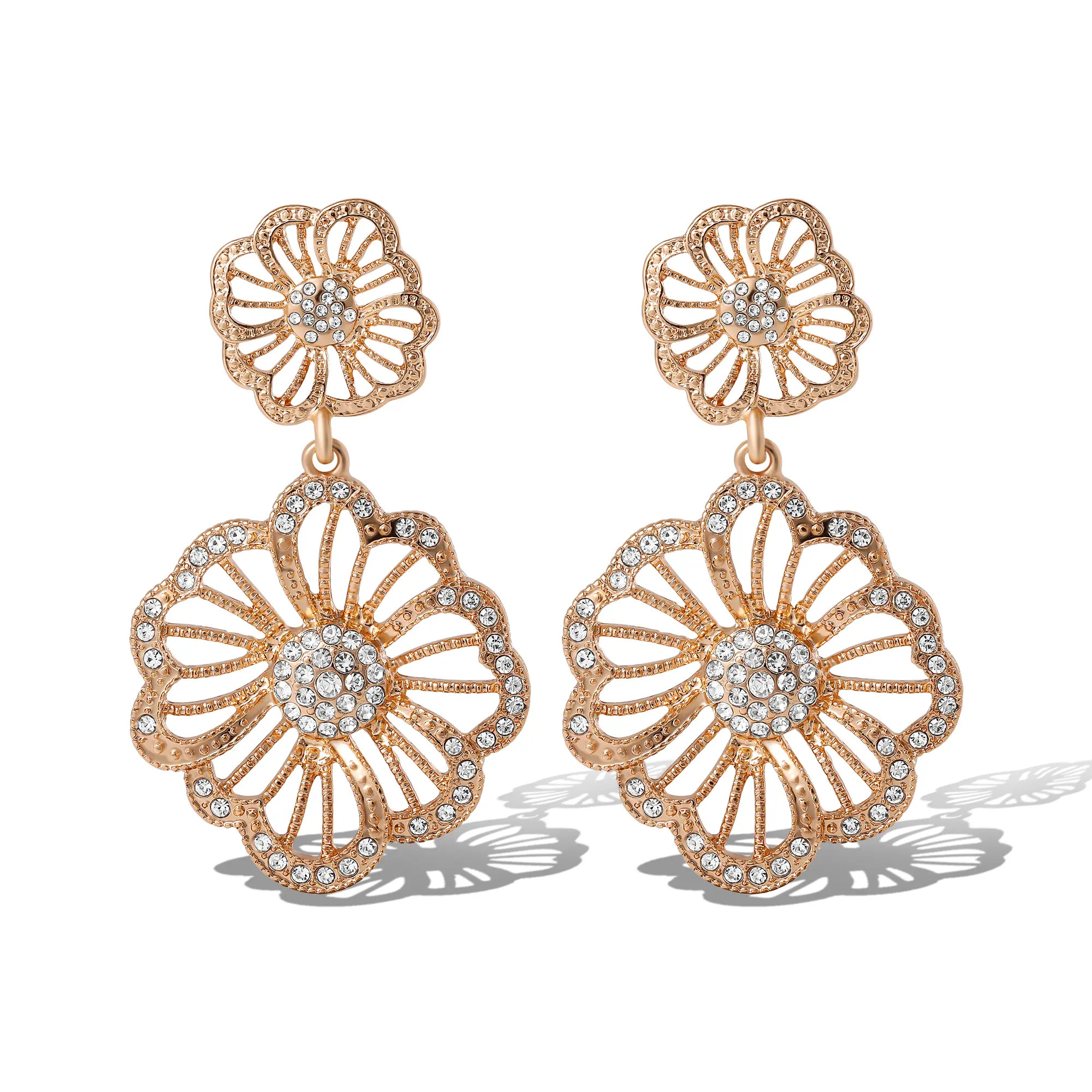 Clear Pave Crystal Flower Dangle Earrings (Women) | Nordstrom | Nordstrom