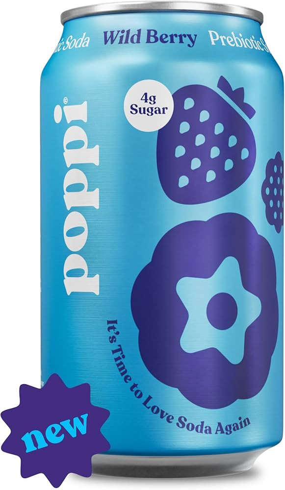 POPPI 12oz Sparkling Prebiotic Soda, Beverages w/Apple Cider Vinegar, Seltzer Water & Fruit Juice... | Amazon (US)