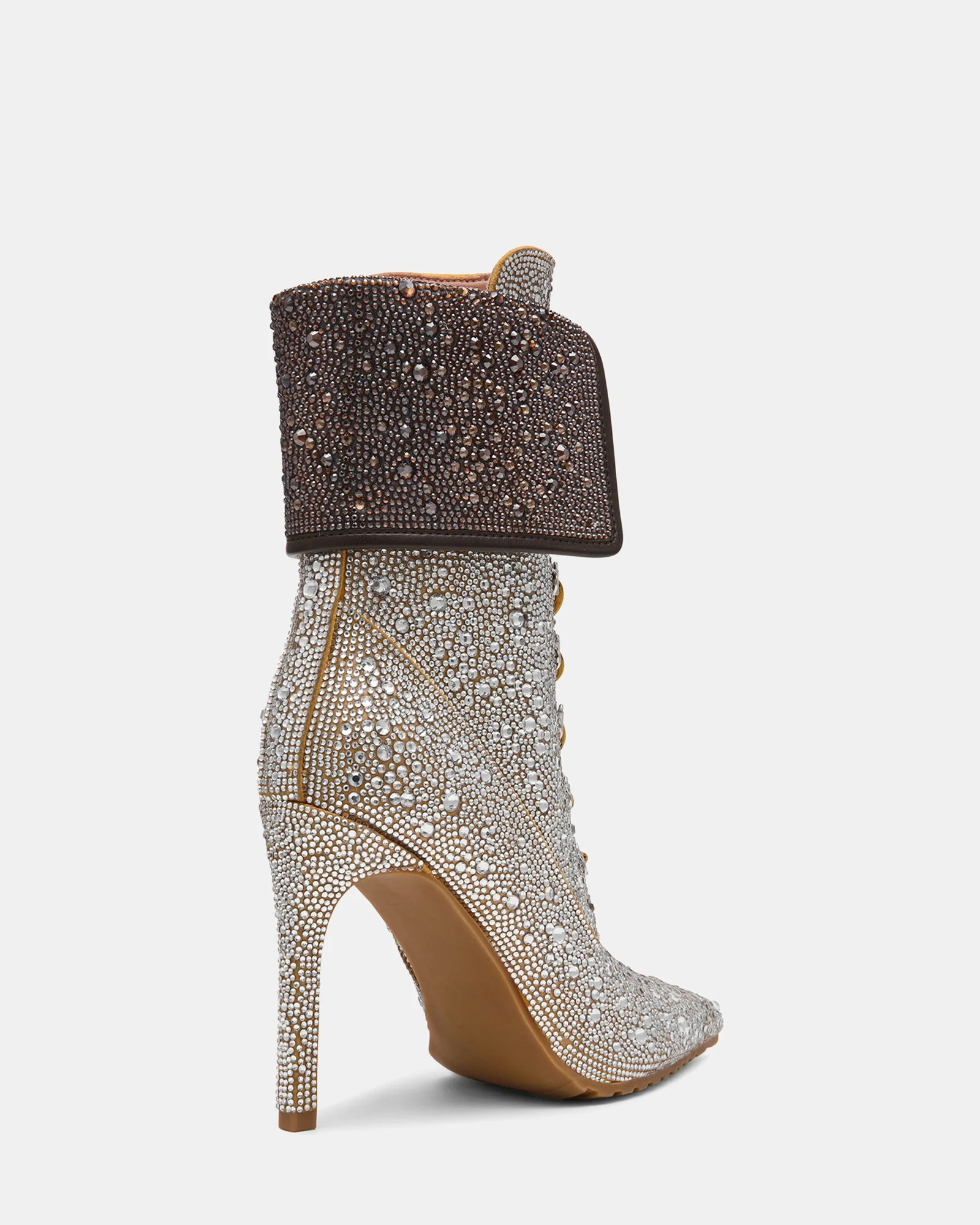 MORALS Silver Rhinestones Pointed-Toe Lace-Up Women's Ankle Boot | Steve Madden (US)