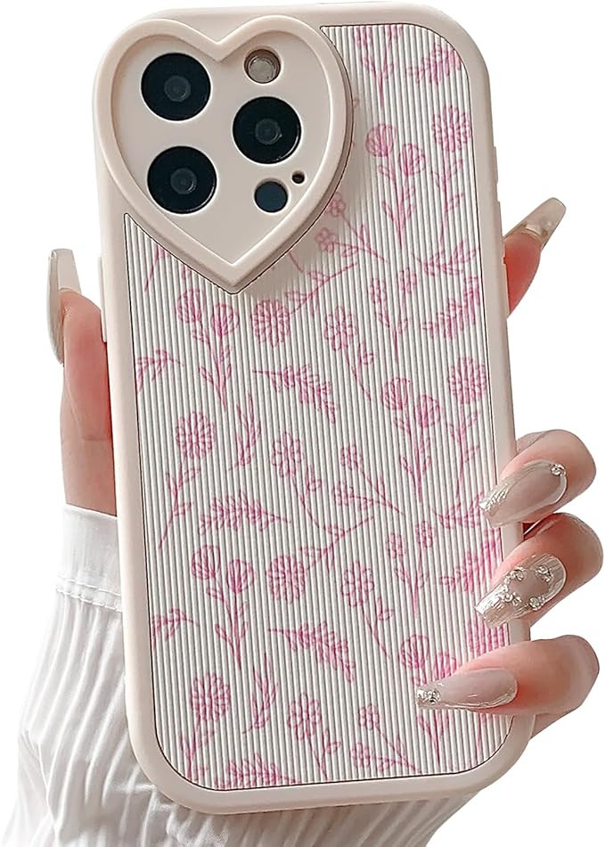 Compatible for iPhone 14 Pro Max Case Cute Flower Floral Leaf with Love Lens Bumper Protector for... | Amazon (US)