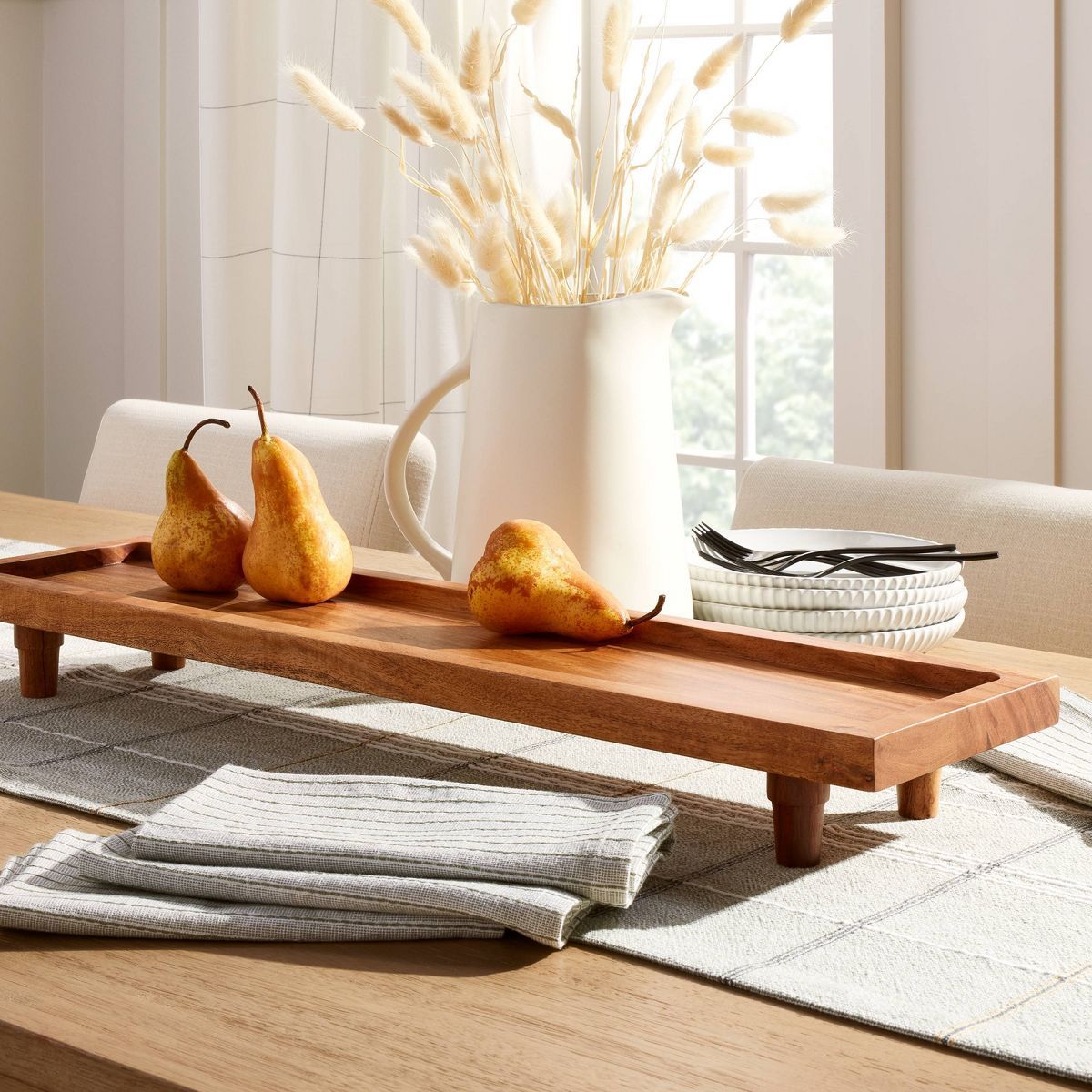 7"x28" Footed Wood Serving Board Brown - Hearth & Hand™ with Magnolia | Target