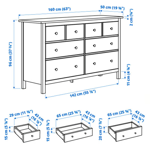 HEMNES Kommode mit 8 Schubladen, weiß gebeizt, 160x96 cm - IKEA Deutschland | IKEA (DE)
