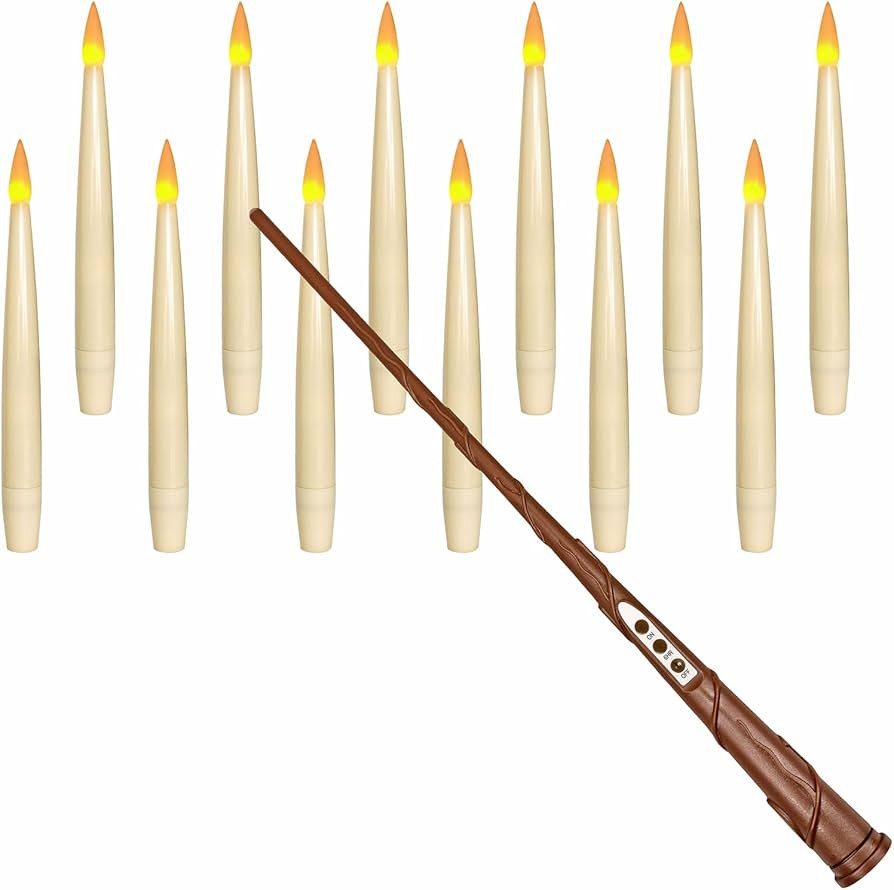 Leejec Floating Candles with Magic Wand Remote(6/18H Timer), 12pcs 6.1" Hanging Flameless Taper C... | Amazon (US)