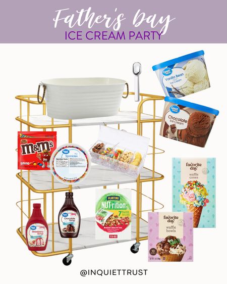 Make Father's Day extra special with a DIY ice cream party! Grab this ice cream scooper, rolling bar cart, condiment server, waffle cones, syrups, and more!
#affordablefinds #partyessential #hostesslife #walmartfinds

#LTKParties #LTKSeasonal #LTKHome