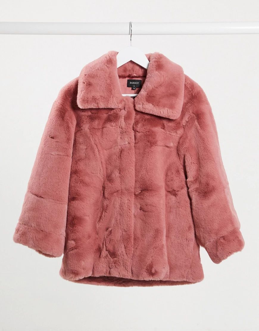Bardot soft faux fur bomber in blush-Pink | ASOS (Global)