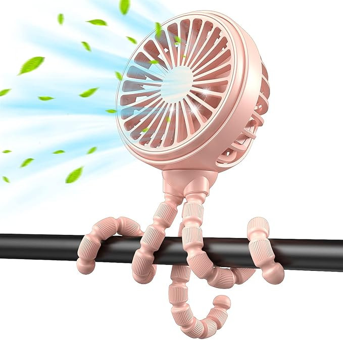 Mini Portable Fan, 2021 GUSGU Stroller Fan with Flexible Tripod, 3 Speed Cooling Desk Fan with Re... | Amazon (US)