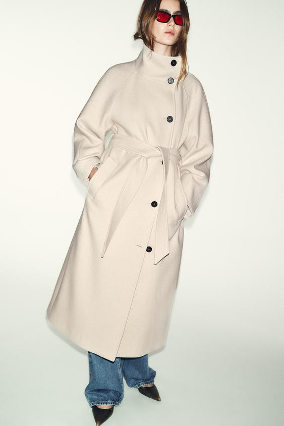 LONG COAT WITH WOOL AND HIGH NECK | Zara UK