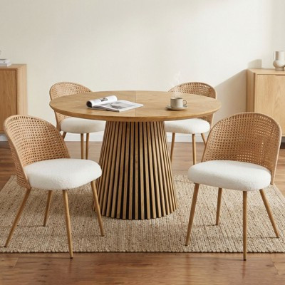 ModernLuxe Rattan Dining Chairs, Boho Wicker Accent Chairs with Padded Seat, Metal Legs - Brown, Set of 4 | Target