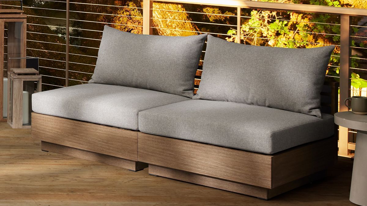 Santa Fe Slatted Outdoor 2-Piece Armless Modular Sofa (72") | West Elm (US)