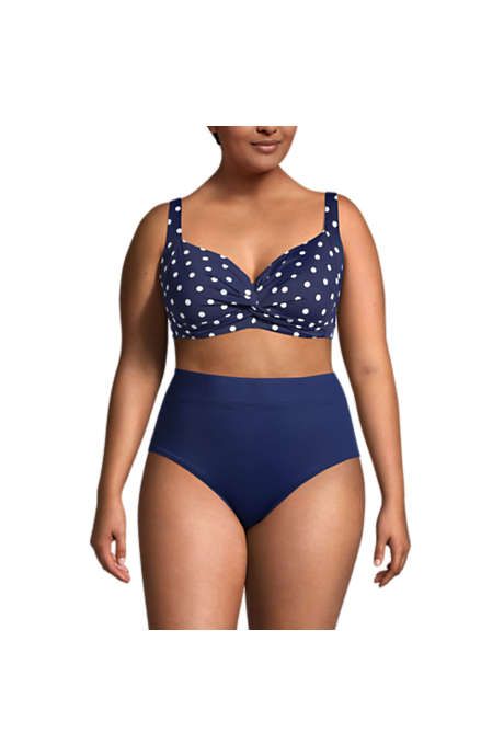 Women's Plus Size Chlorine Resistant Twist Front Underwire Bikini Top Swimsuit Adjustable Straps | Lands' End (US)