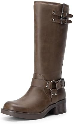 DREAM PAIRS Women's Knee High Boots Combat Boots Goth Boot Lace Up Adjustable Buckles Chunky Low ... | Amazon (US)