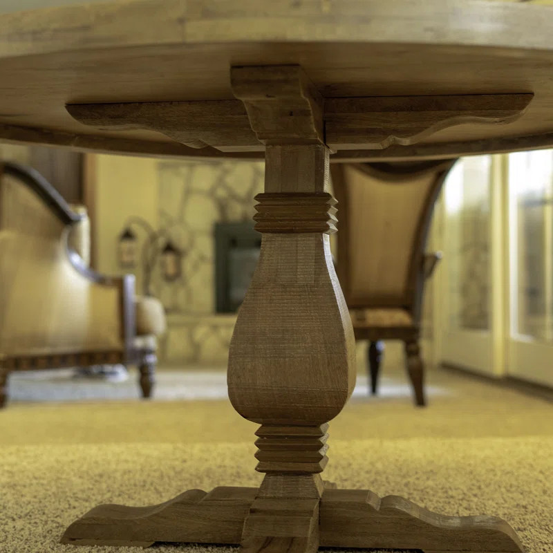 54 Wide Round Dining Table In Natural Wood Finish | Wayfair North America