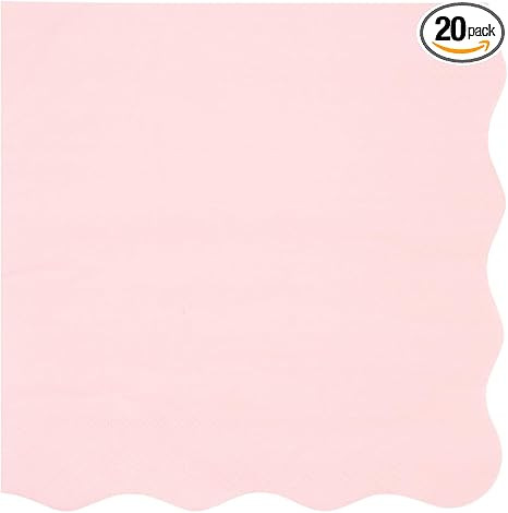 Bonjour Fête Light Pink Wavy Paper Party Napkins | Disposable, 3-Ply | Large Lunch Size | Premiu... | Amazon (US)