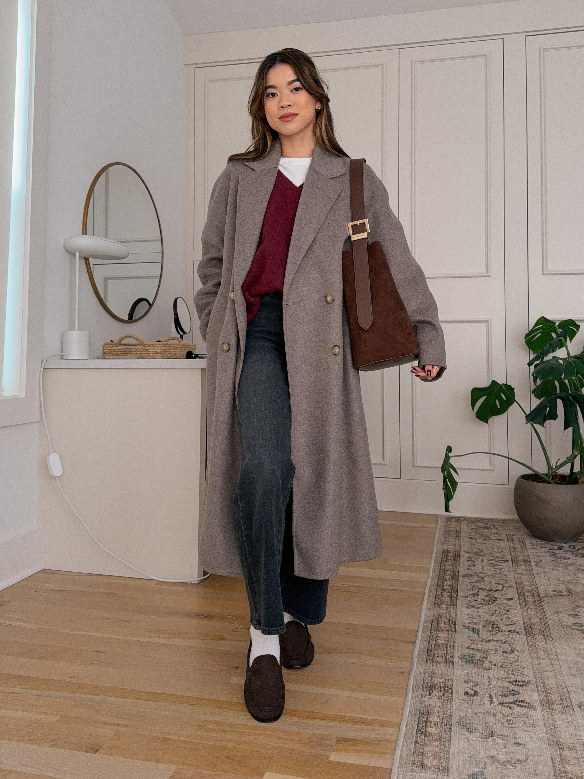 Sizing info: Jeans 24 in 26in inseam in Charcoal Black, Tee XS, Sweater XS in Red Wine, Coat XS in Nomad Taupe!
petite fashion, get dressed with me, outfit inspiration, ootd, nashville outfit, Nashville influencer, petite style, vacation style, casual outfits, mom style, petite pants, winter dress, winter outfit, winter pants, winter outfit inpso, winter outfit idea, winter top, winter style, winter sweater, cozy sweater, cold weather sweater, cold weather outfit, winter bag, winter purse, denim, jeans, jacket, winter jacket, winter coat, trench coat, warm coat, 

 

#LTKHoliday #LTKSeasonal #LTKPetite